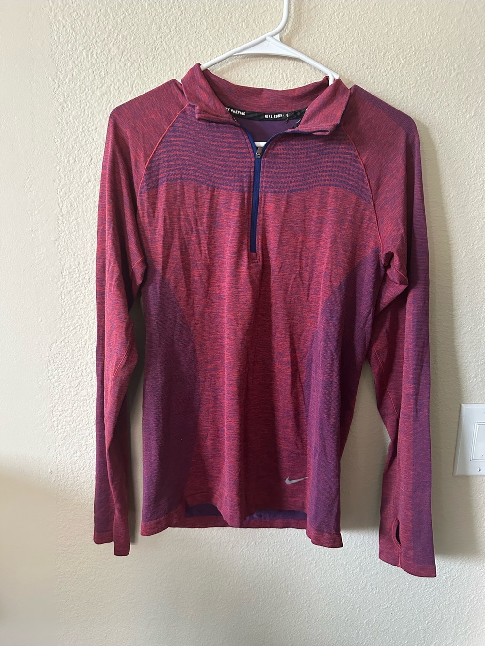 Nike Women’s Purple-Pink Heather Quarter-Zip Pullover size L/ NWOT 1396